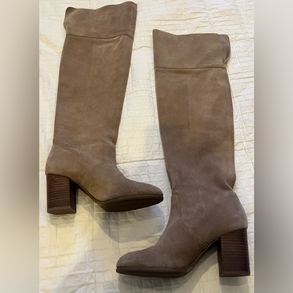 JESSICA SIMPSON Ebyy Suede Leather Over The Knee Boots Camel Tan  Beige 7.5 NEW - Picture 6 of 10